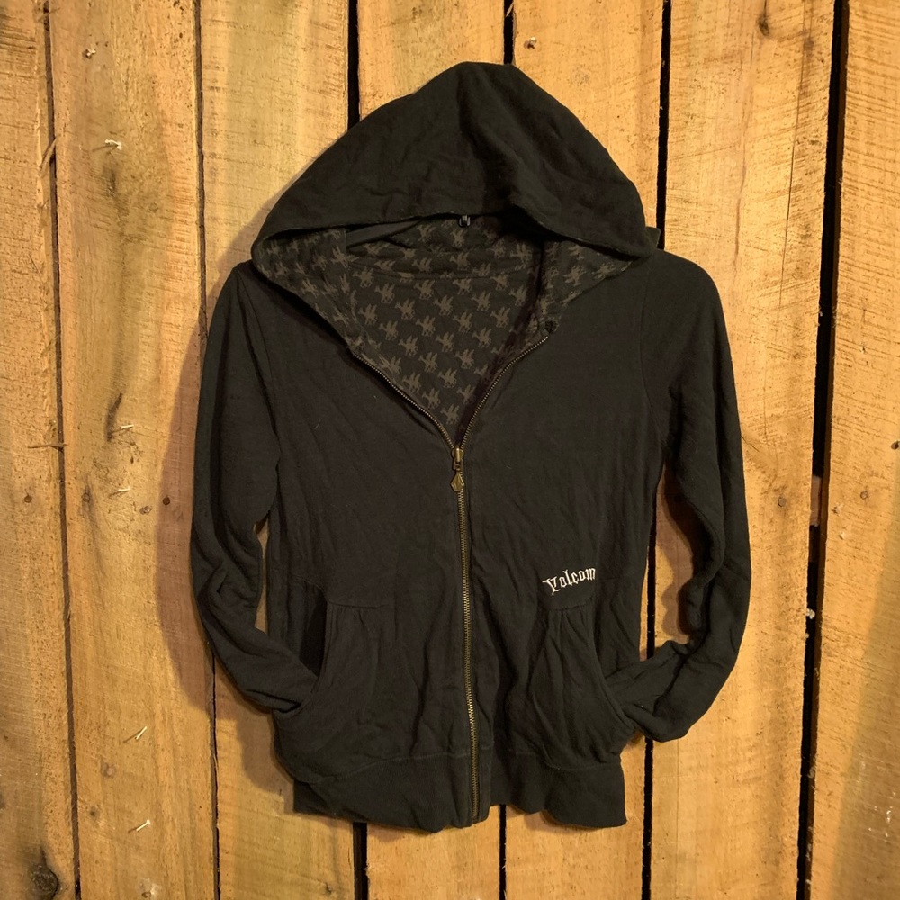 Ladies Reversible Volcom Stone Skeleton Zip Hoodie